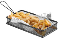 Mini-Servier-Frittierkorb schwarz, flach