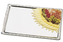 Serviertablett mit Barockrand Edelstahl 42x31cm