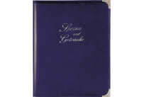 Speisekarte, Metallecken silber A4, royalblau