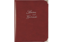 Speisekarte, Metallecken silber A4, weinrot