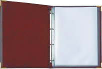 Speisekarte, Metallecken gold A4, weinrot