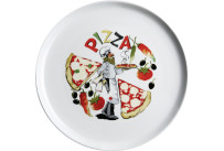 Pizzateller weiß mit Dekor 