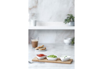 Serviertablett mit 3 Porzellanschälchen, tropfenförmig