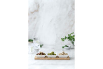 Serviertablett mit 3 Porzellanschälchen, quadratisch