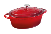 Kasserole mit Deckel oval 4l rot