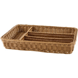 Korb Besteck 4 Fächer 40x30x6,5cm braun