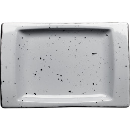 Porzellanserie "Granja" grau Platte flach eckig, 18 x 12 cm
