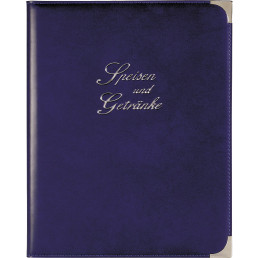 Speisekarte, Metallecken silber A4, royalblau