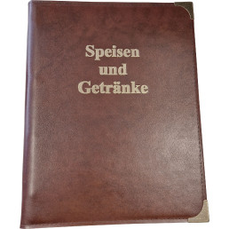 Speisekarte, Metallecken gold A4, hellbraun