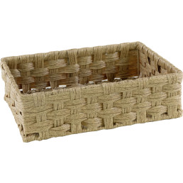 Korb rechteckig, beige, Polyrattan 27x21cm H: 8cm
