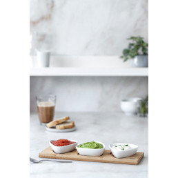 Serviertablett mit 3 Porzellanschälchen, tropfenförmig