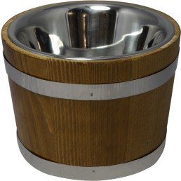 Holzfass mit Edelstahlschüssel 1,3L