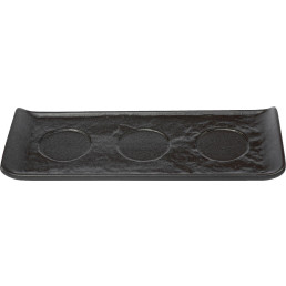 Porzellanserie "Schieferlook" Platte mit 3 Aussparungen 25,8x9,9cm