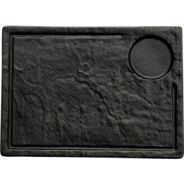 Porzellanserie "Schieferlook" Platte inkl. Saftrille 33,4x24cm