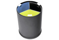 Abfallbehälter, mit Trennsystem, 13,0 l, rund, Metall schwarz