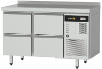 Kühltisch Zentralkühlung, GN 1/1, 4 Schubladen, Tischplatte mit Aufkantung