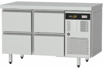 Tiefkühltisch Zentralkühlung, GN 1/1, 4 Schubladen, Tischplatte ohne Aufkantung