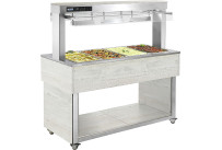 Büfett-Insel Bain-Marie Wanne 1494 mm GN 4/1 Vollverkleidung Hemlock