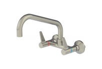 Edelstahl-Wasserarmatur mit Zweigriffmischer und Auslauf für Wandmontage