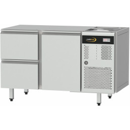 Kühltisch Zentralkühlung, GN 1/1, 1 Tür und 2 Schubladen, ohne Tischplatte