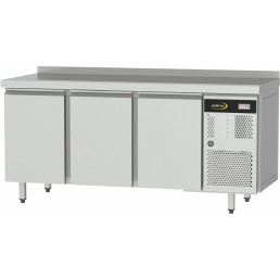 Kühltisch Zentralkühlung, GN 1/1, 3 Türen, Tischplatte mit Aufkantung