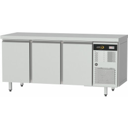 Kühltisch Zentralkühlung, GN 1/1, 3 Türen, Tischplatte ohne Aufkantung