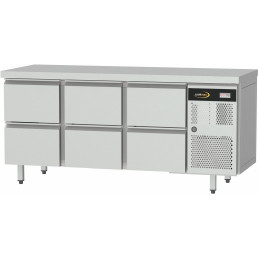 Kühltisch Zentralkühlung, GN 1/1, 6 Schubladen, Tischplatte ohne Aufkantung