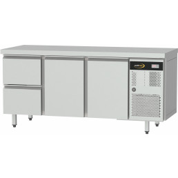 Kühltisch ZK GN 1/1, 2 Türen und 2 Schubladen, Tischplatte ohne Aufkantung