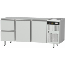 Tiefkühltisch Zentralkühlung, GN 1/1, 2 Türen und 2 Schubladen, ohne Tischplatte