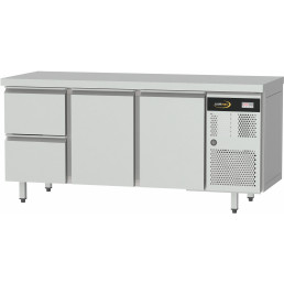 Tiefkühltisch ZK, GN 1/1, 2 Türen und 2 Schubladen, Tischplatte ohne Aufkantung