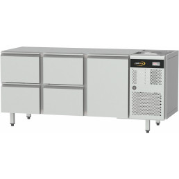 Tiefkühltisch Zentralkühlung, GN 1/1, 1 Tür und 4 Schubladen, ohne Tischplatte