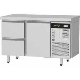 Tiefkühltisch ZK GN 1/1, 1 Tür und 2 Schubladen, Tischplatte ohne Aufkantung