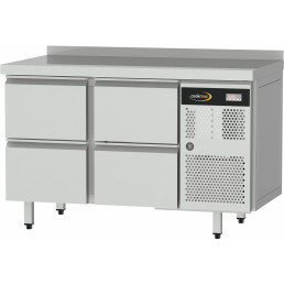 Tiefkühltisch Zentralkühlung, GN 1/1, 4 Schubladen, Tischplatte mit Aufkantung