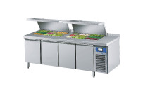 Saladette 4 Türen je 8 x GN 1/1 / mit Tischplatte hinten aufgekantet
