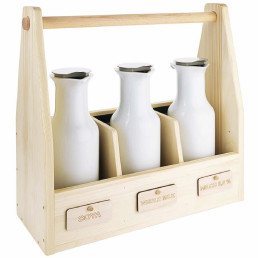 Getränkeset Trio unbehandelte Fichte / 3 Porzellankaraffen 170 x 410 x 445 mm