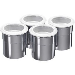 Chromstahl-Becher mit passender Verschlusskappe Set á 4