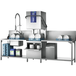 Durchschubspülmaschine PROFI TLWS-10A / mit integrierter Wasserenthärtung