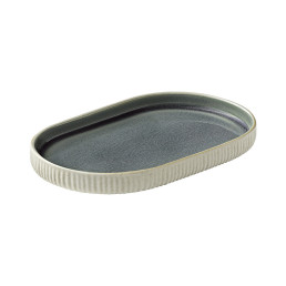 Nara, Platte oval Relief 180 x 110 mm grau