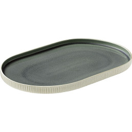 Nara, Platte oval Relief 300 x 200 mm grau