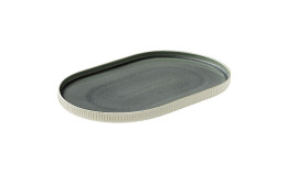 Nara, Platte oval Relief 300 x 200 mm grau