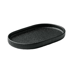 Nara, Platte oval Relief 180 x 110 mm schwarz