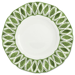 Floral Charm, Teller flach rund Fahne mit Relief ø 288 mm green
