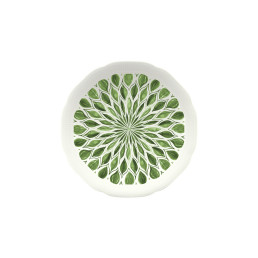 Floral Charm, Coupteller flach rund mit Relief ø 159 mm green