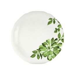 Floral Charm, Coupteller flach rund mit Relief ø 212 mm green