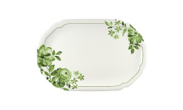 Floral Charm, Coupplatte oval mit Relief 358 x 240 mm green